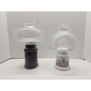 Set Of 2 Vintage Porcelian Hurricane Candle Holders Fairy Lamp Tea Light